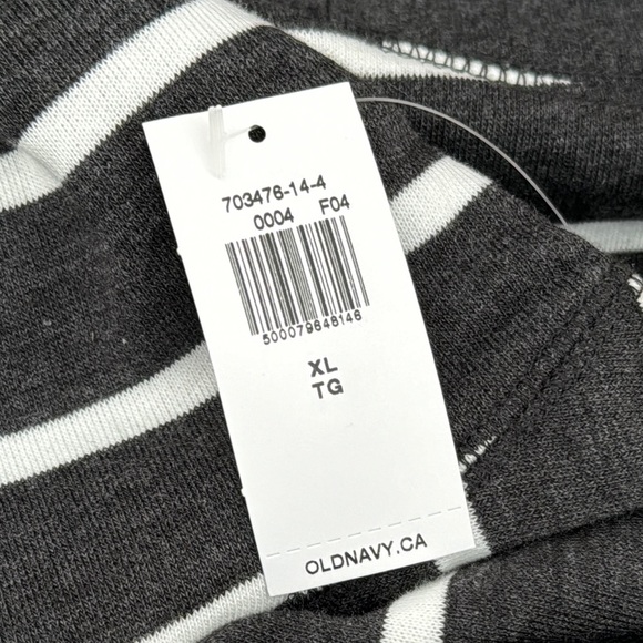 Old Navy Gray and White Striped Oversized Side Slit Crew Neck Sweater - Picture 7 of 10